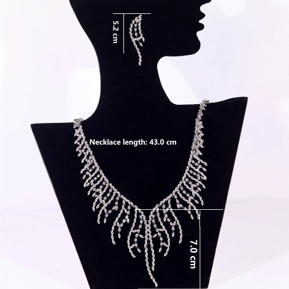 Elegant African Bridal Jewelry Set Cubic Zirconia Party Accessories 2pcs Necklace Set for Women X0546