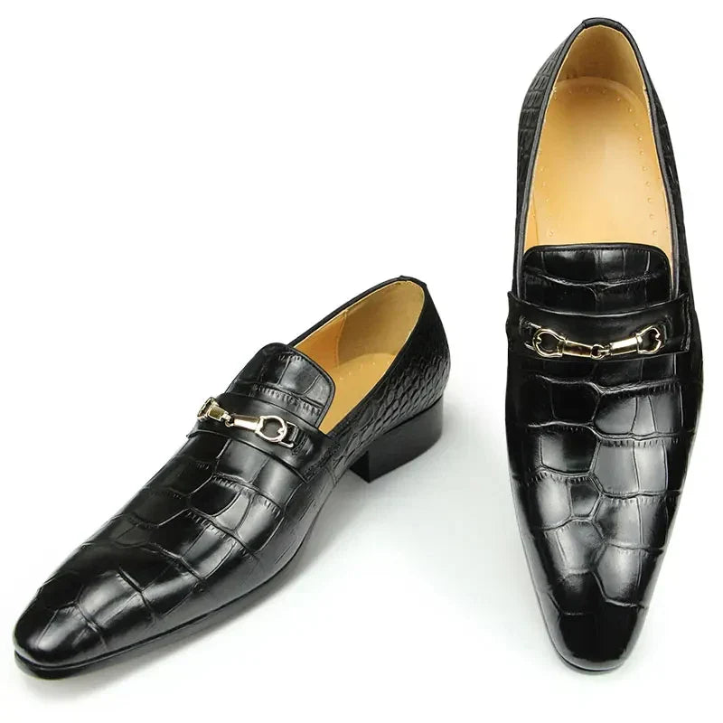 Successful Mens Loafers Business Dress Shoes Wedding Banquet Suit Italy Designer Leather Shoes Genuine Leather Pointed Toe