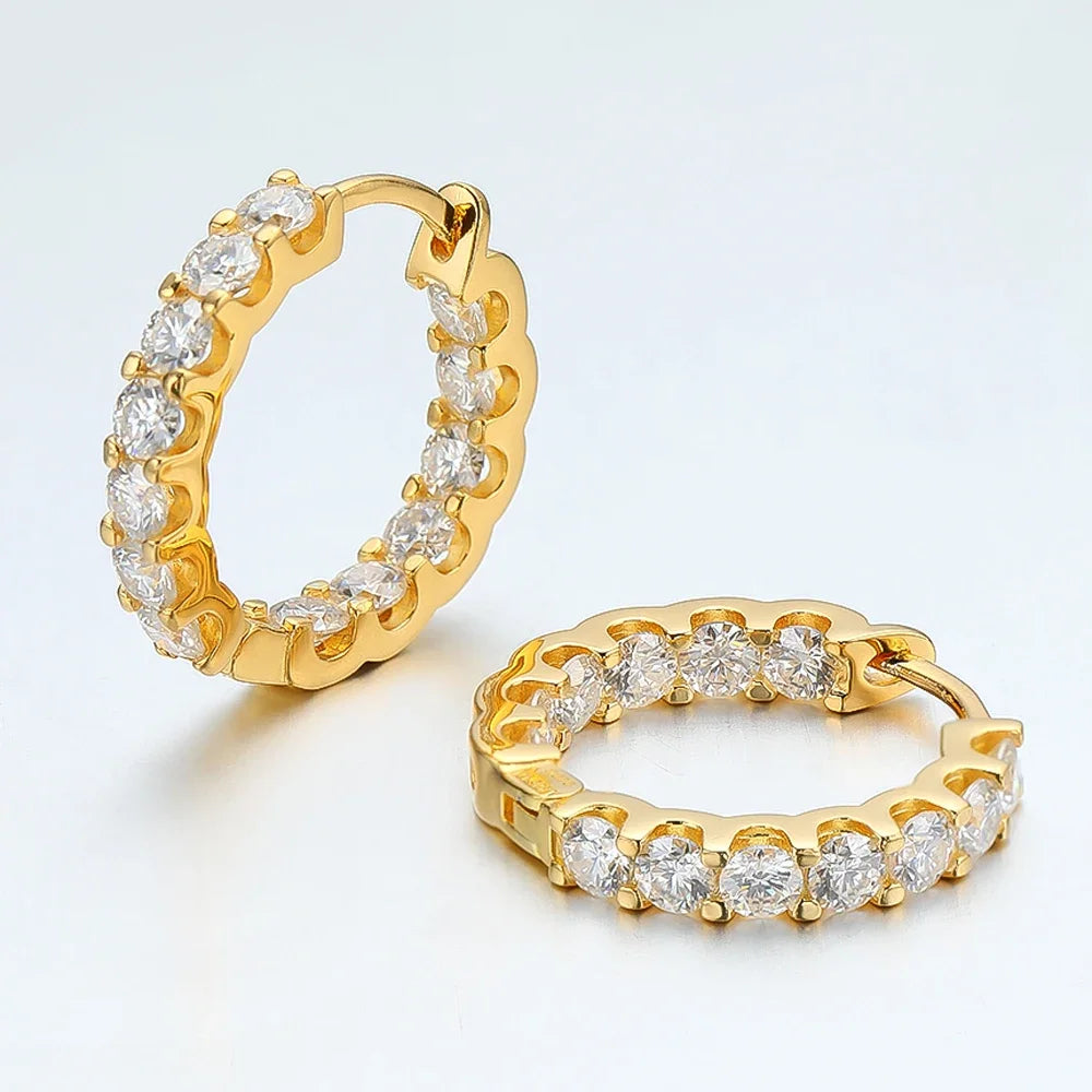 2.6cttw D Color 3mm All Moissanite Hoop Earrings For Women S925 Silver Bull Head Wedding Stud Earring Plated 18K Jewelry