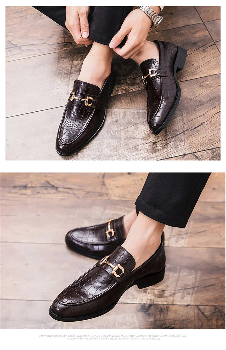 Classic Social Leather Shoes For Men Leather Loafers Wedding Casual Business Brogues Shoes Men Office Leather Men's Dress Shoes