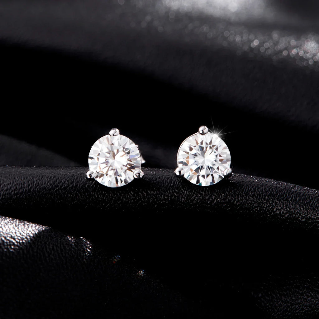 D Color 1CT Moissanite Earrings 925 Sterling Silver Sparkling Three Prong Setting Stud Earrings For Women Wedding Jewelry