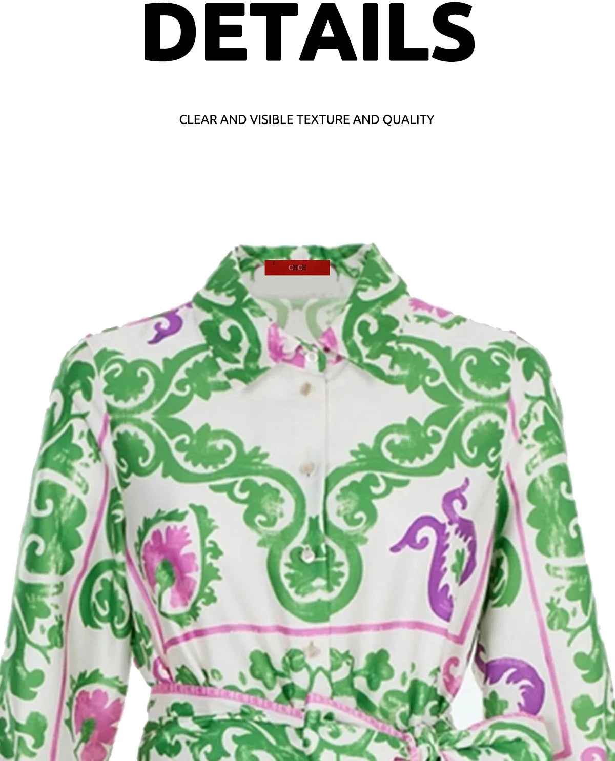 Elegant Women's Printing Dresses Lace Up Neck Long Sleeve Elegant Dress 2024 New Autumn Robe Midi Shirt Dress
