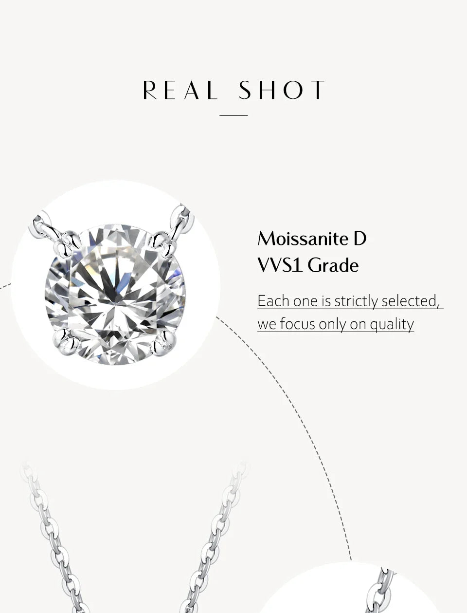 Necklace For Woman Pendant Moissanite Diamond 6.5mm 1CT 925 Silver Necklace For Women Chains Party Bridal Fine Jewelry