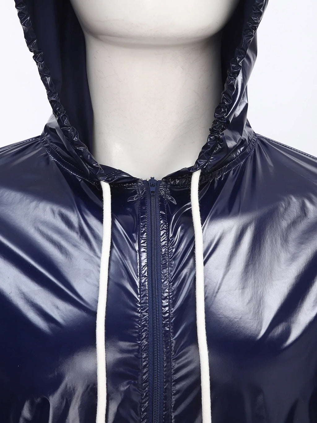 Mens Waterproof Hooded Raincoat Long Sleeve Front Zipper Rain Jacket Windbreaker with Drawstring Hood for Hiking Fishing Biking