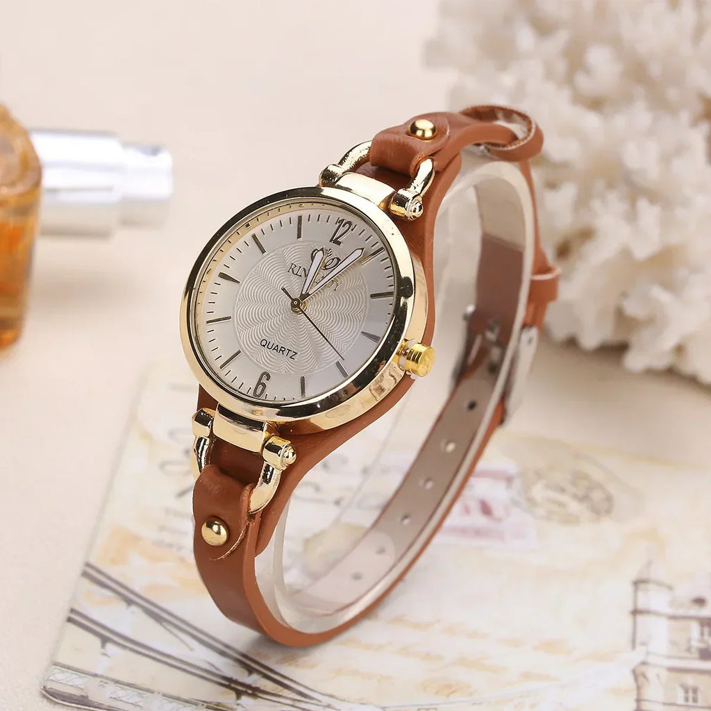 Vintage Ultra-thin Leather Strap Women Quartz Watch Fashion Ladies Wristwatches Clock Gift Reloj Mujer