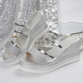 Women's Wedges Sandals Luxury Platform Slippers Sexy Open Toe Women Shoes Shiny High Heels Women Beach Shoes sandalias de mujer