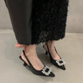 Women Sandals Summer Pointed Toe Slingback Mules Shoes Woman Fashion Rhinestone Ladies High Heels Sexy Pumps Party Dress Shoes