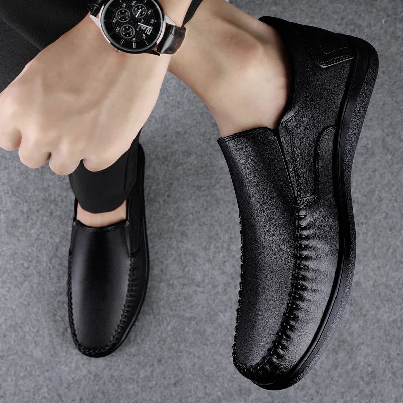 Genuine Leather Men's Loafers Soft Cowhide Men Casual Shoes Luxury Brand Male Driving Footwear Slip-on Flats Handmade Moccasins