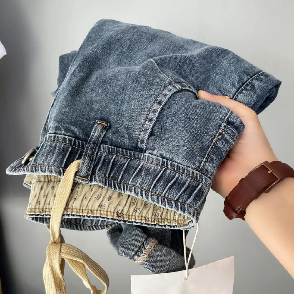 Straight Stretch Denim Men's Business Casual High Waist Jeans