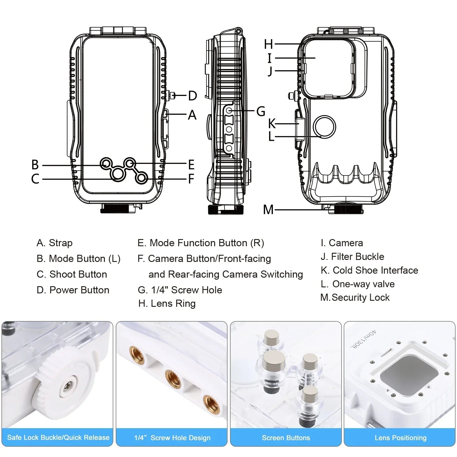 PULUZ 40m/130ft Waterproof Diving Case for iPhone 16 15 14 13 12 11 Pro Max Plus Photo Video Taking Underwater Housing Cover