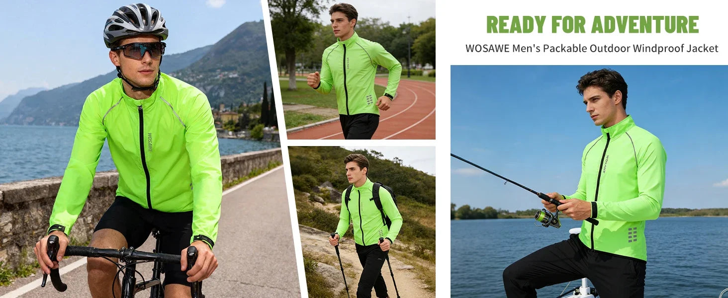 Men's Cycling Windbreaker Wind Jacket Windproof Water Repellent Mountain Bike MTB Clothing Reflective Loose Bicycle Coat