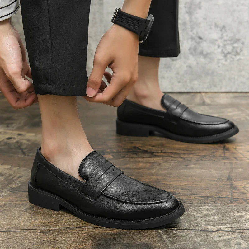 Black Men Loafers Soft Moccasins High Quality Spring Autumn Genuine Leather Shoes Men Business Office Dress Shoes Zapatos
