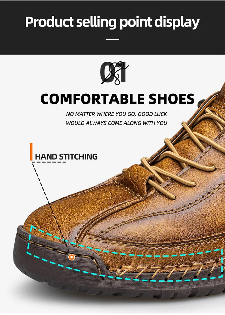 Handmade Men's High-Top Sport Casual Boots Breathable Outdoor Wear with Extended Size Options Classic Ankle Boots