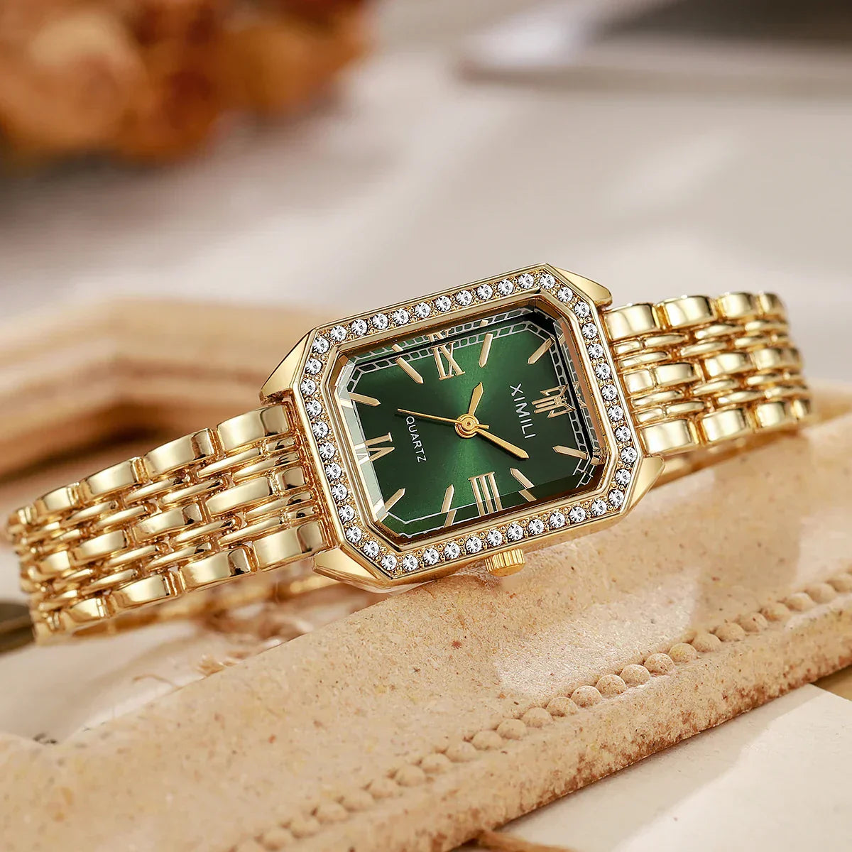 1/2/3/5PCS Fashion Rectangle Women Watches Set Ladies Rhinestone Quartz Watch Bracelet Strap Wristwatch（Without Box）