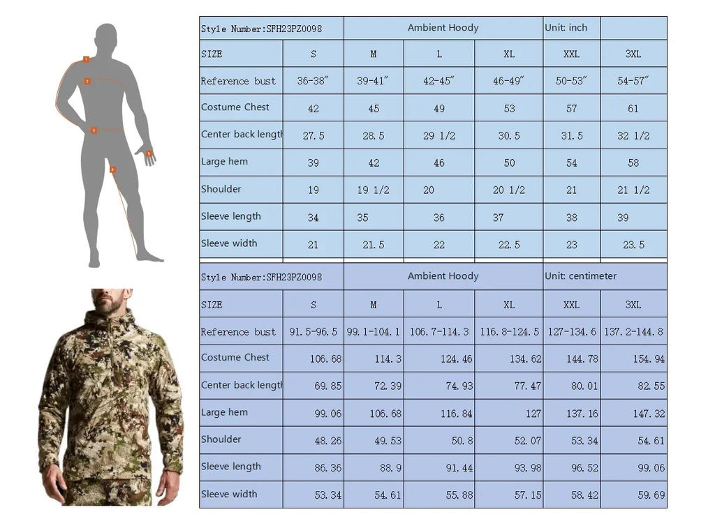 Men's Stretch Camouflage Jacket, Hunting Pullover, Light Nylon Fabric Printed Plush Lining Hoodie