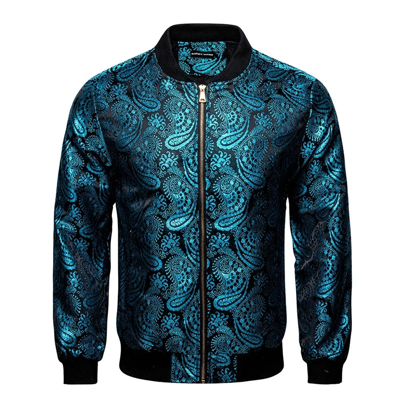 Gold Paisley Jacket Men's Clothing 3D Printed Colorful Long Sleeve Zipper Jackets Luxury Graphic Street Trend Autumn Bomber Coat