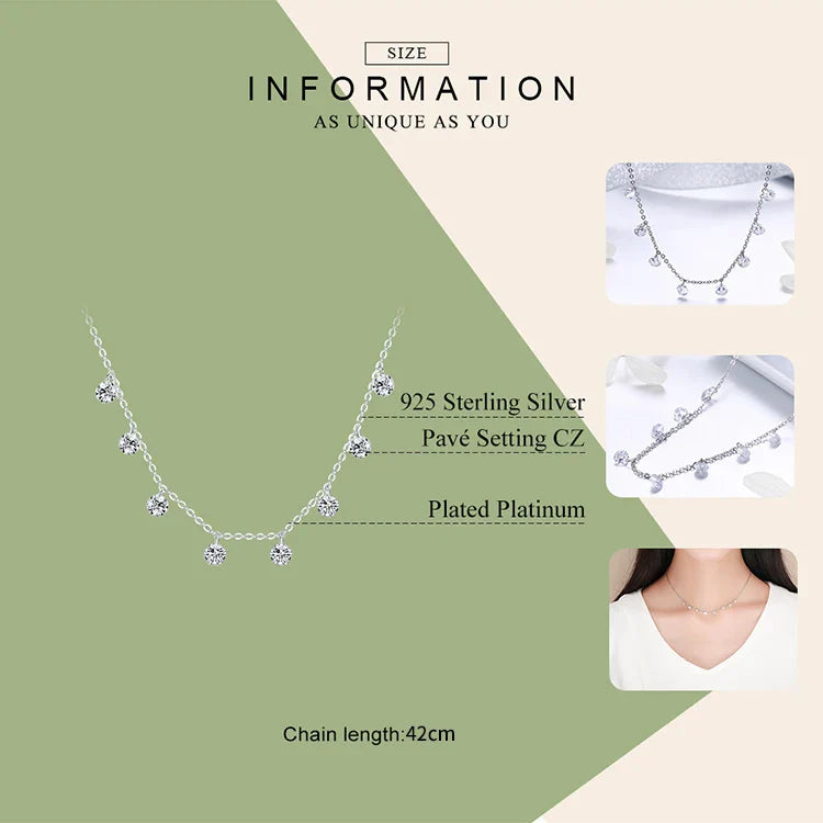 925 Sterling Silver 14K Gold Plated Dainty Chain Choker 5A Cubic Zirconia Pendant Necklace Women Girl Jewelry Gift 16.53”