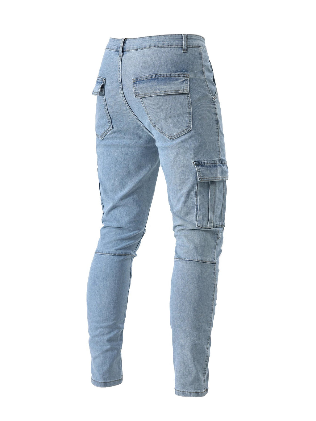 Men's Fahsion Elastic Slim Fit Jeans Men Cargo Denim Pants