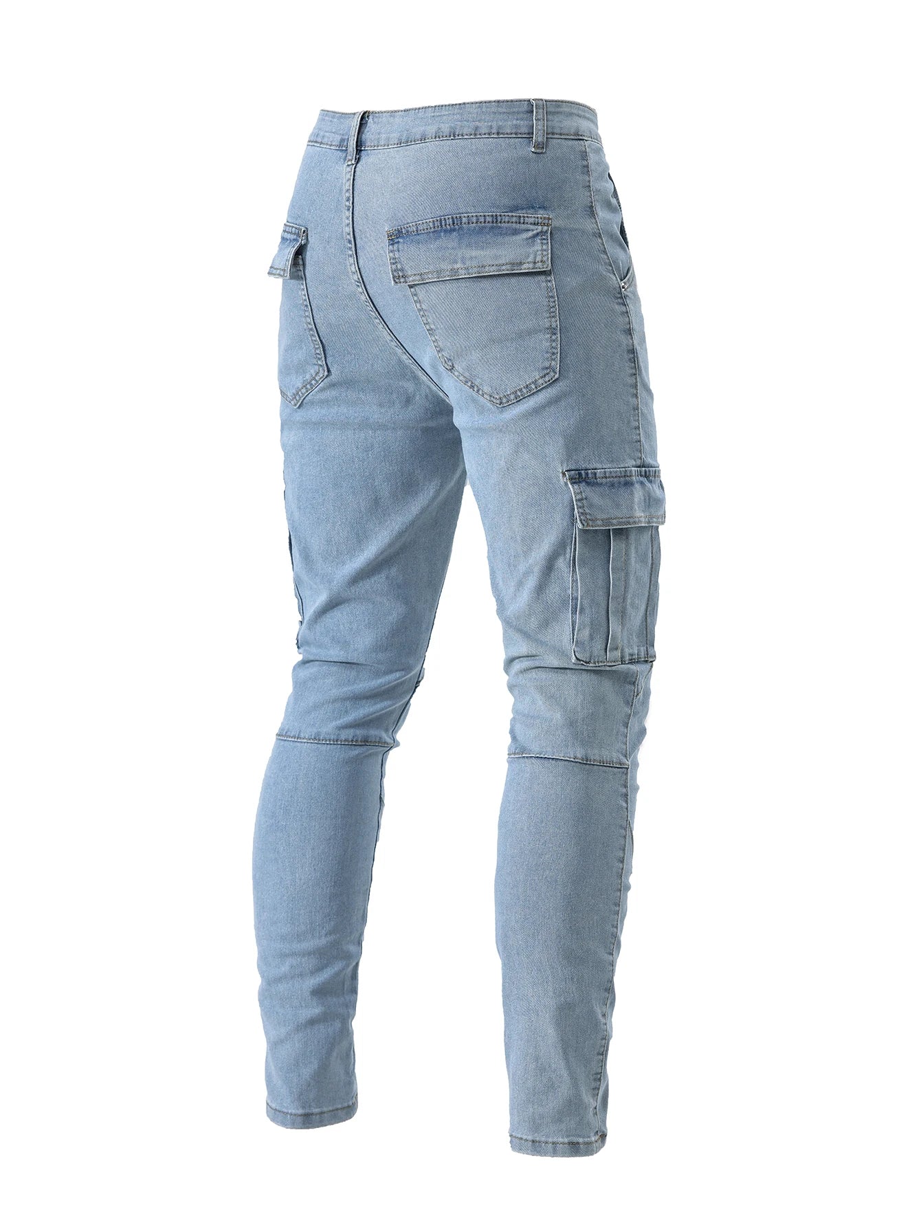 Men's Fahsion Elastic Slim Fit Jeans Men Cargo Denim Pants