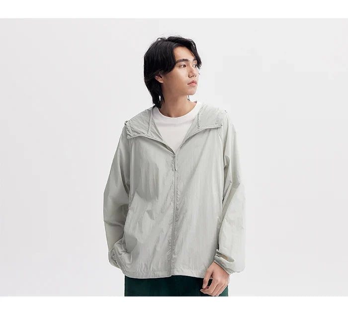 Jacket Men 2024 Summer New Coat Simple Solid Color Hooded Couple Wear Rotator Sleeve Light Sun Protective Clothing