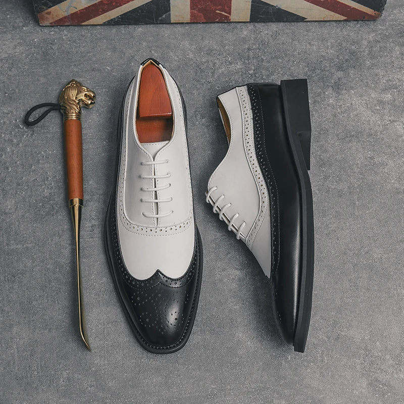 Spring black white leather shoes for men High quality wedding Dress shoes Business office loafers men shoe Luxury designer shoes