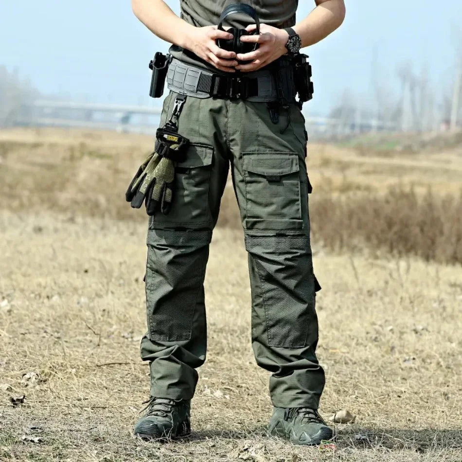 Men Tactical Pants Quick Dry Milit Multi-Pocket Cargo Pants Casual Trousers Wear-Resistant Workwear Traning Hunting Pants Loose