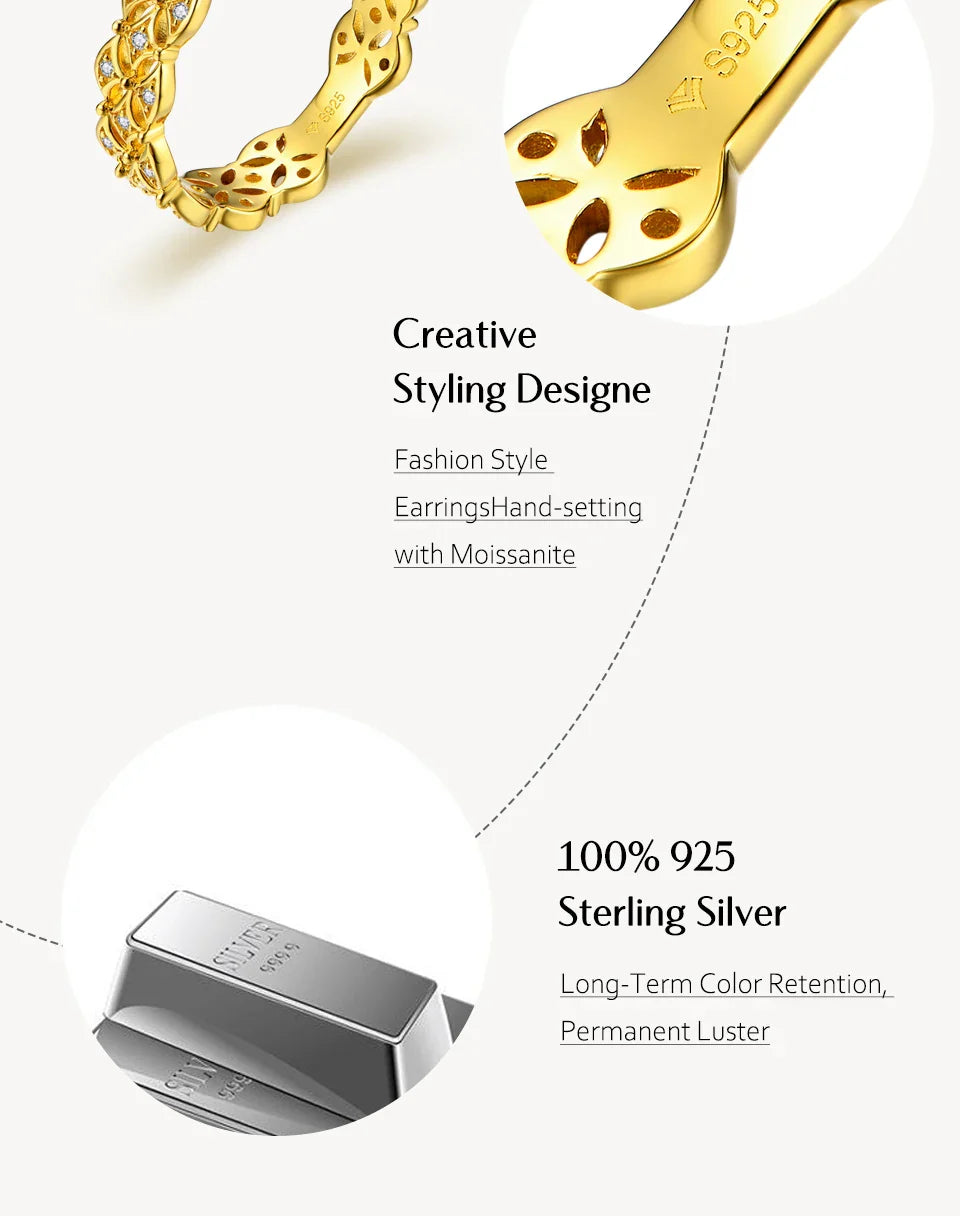D VVS1 Color 100% 925 Silver Moissanite Ring for Women Pass Diamond Test Engagement Ring Fine Jewelry Anniversary Gifts