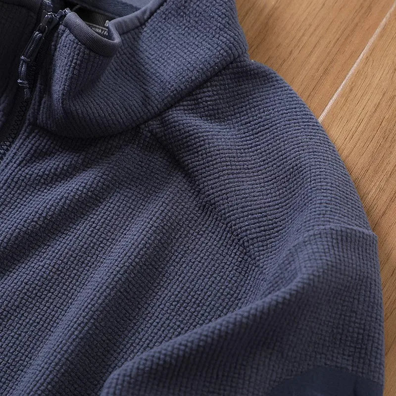 Outdoor Lightweight Fleece Sweatshirt Jacket Men's Zipper Closure Stand Collar Technical Fabric Comfortable Youth Fashion