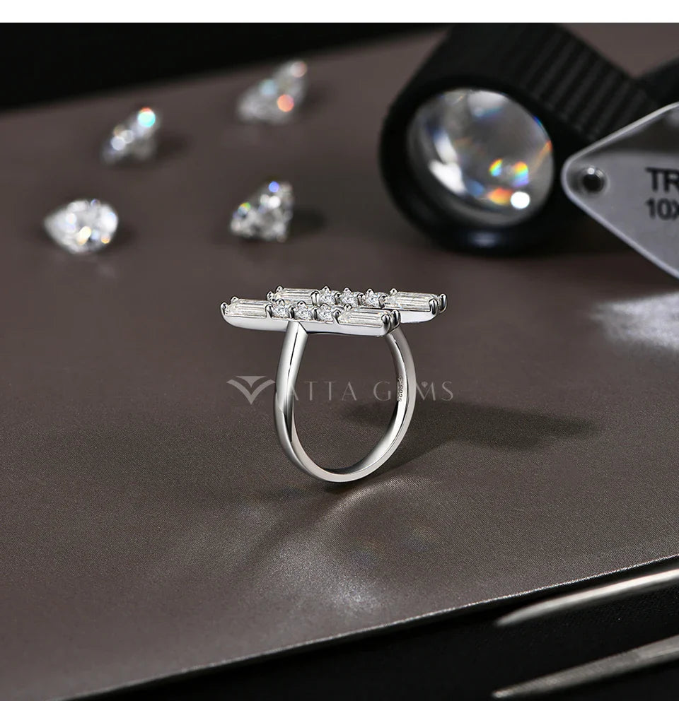 D VVS1 Color 3.0CT Moissanite Rings for Women Adjustable Ring Solid 925 Sterling SIlver Engagement Wedding Fine Jewelry