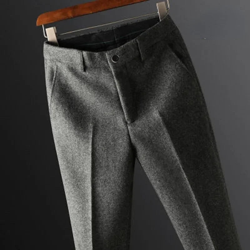 Men's Suit Pants Fashion Business Casual Woolen Suit Pants
