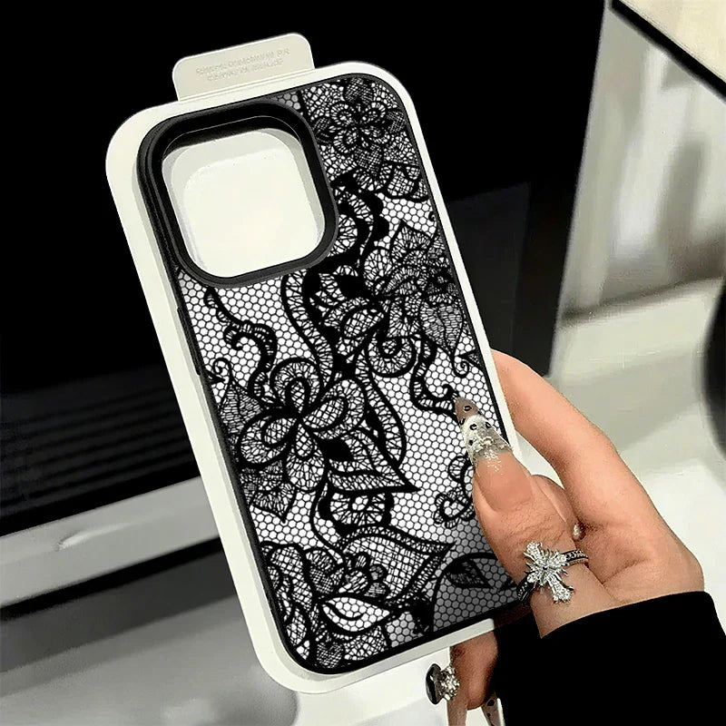 جراب هاتف من البولي يوريثان الحراري بنمط دانتيل جديد وملمس الليتشي لهواتف iPhone 17 16 15 14 Pro Max 13 12 11 XS X XR 16 Plus 16E 17 Air Cover
