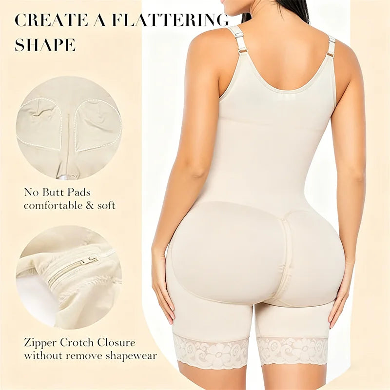 Fajas Colombianas Detachable Straps Full Body Shaper Tummy Slimming Postpartum Stage 3 Girdle Push Up Butt Lifter Shapewear