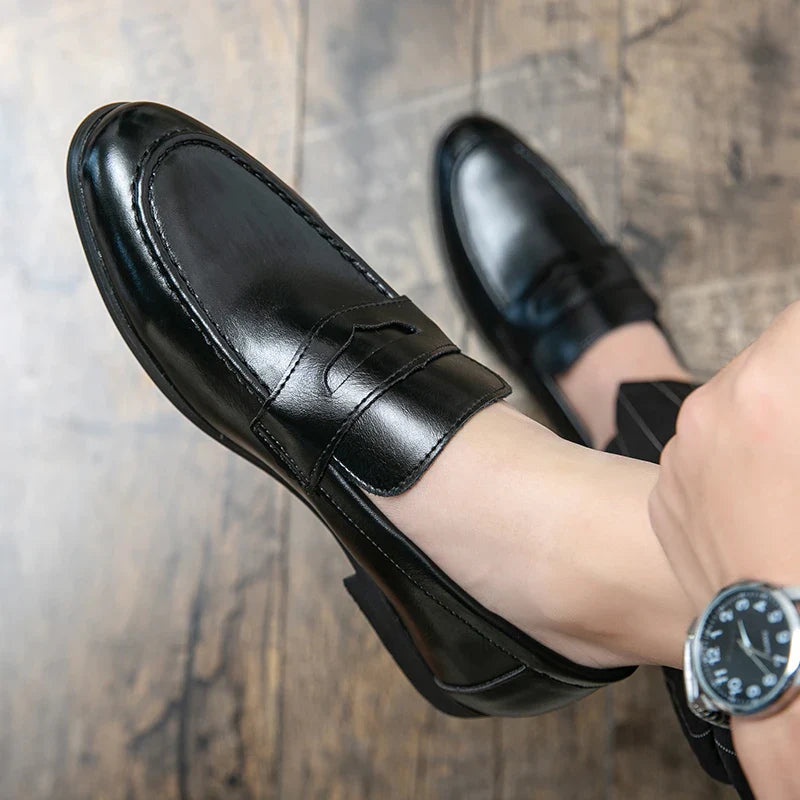 2026 Spring and Autumn Loafers Men Slip-On Business Formal Casual Shoes Brown MenShoes Leather Men Dress Shoes Large Size 38-48