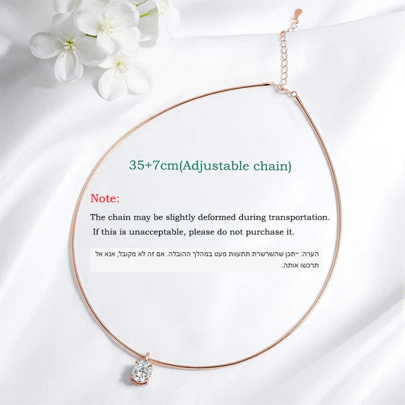 3/4/5CT Oval Cut Moissanite Pendant Necklace for Women Men Lab Diamond Classic Solitaire Chain Real 925 Sterling Silver