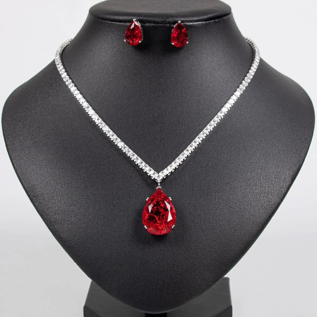 Pop Hot Stereo Jewelry Oil Painting Necklace Earrings Premium Multi-Color 2-Piece Wedding Travel Women's Holiday Gift M-1000