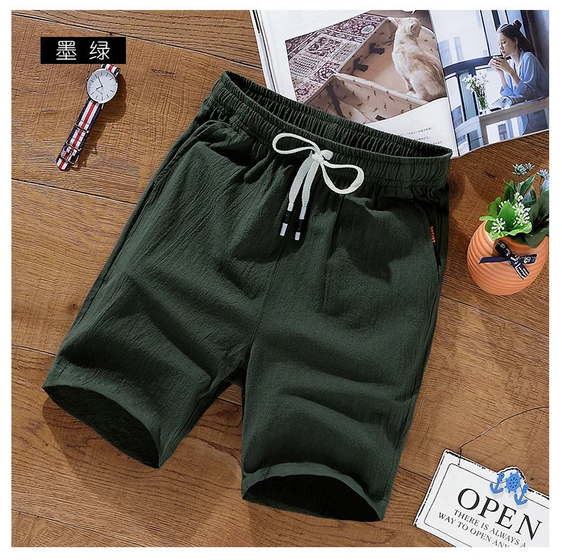 Men's Solid Gym Shorts Summer Outdoor Breathable Sports Shorts Plus Size Drawstring Casual Shorts Male