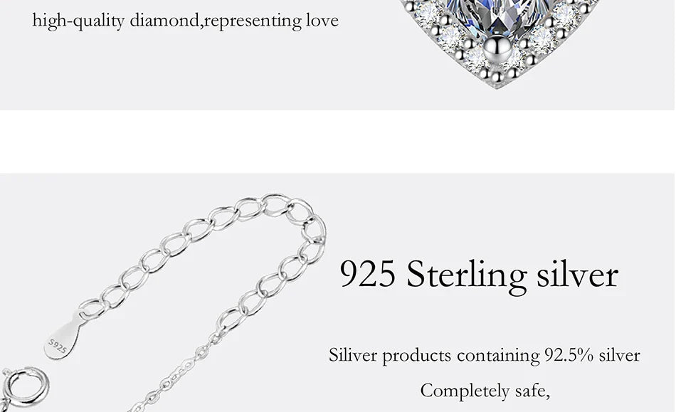 1CT Heart Cut Moissanite Necklace for Women S925 Pure Silver Sparkling Diamond Pendant Fashion Jewelry Party Gift