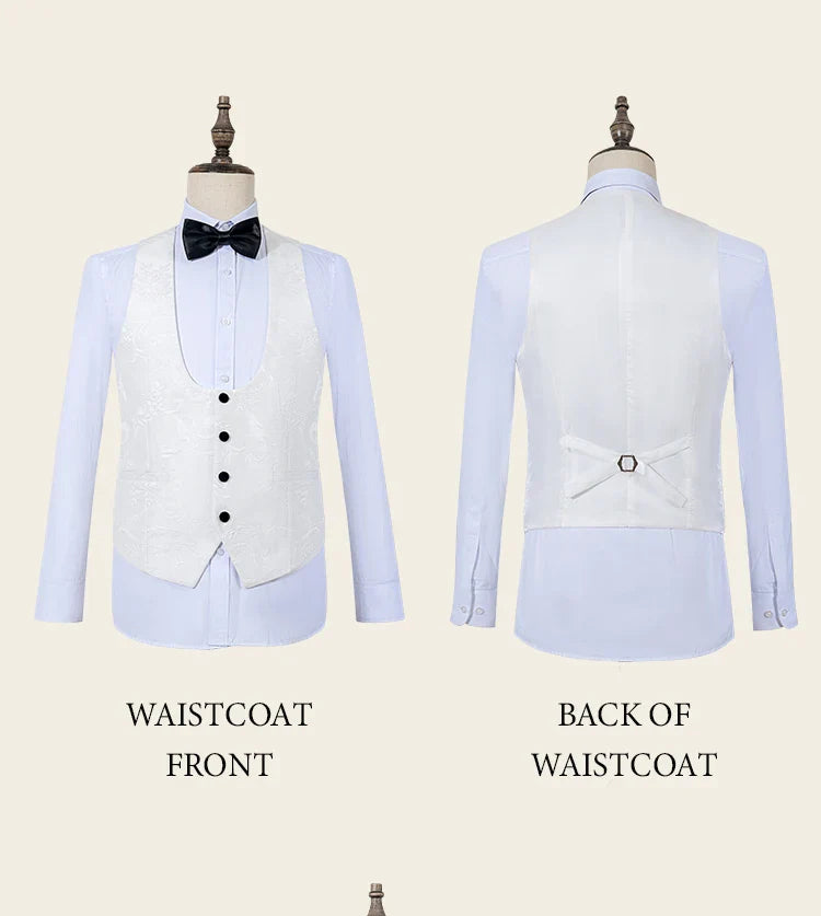 Male Groom Wedding Blazers Retro carving figure Party Dress Tuxedo Prom Suit Fashion Slim Fit (jacket+Vest+Pants）