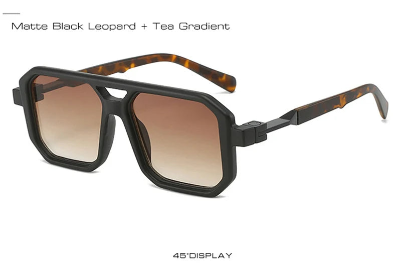New Double Bridges Square Sunglasses Women Fashion Gradient Shades UV400 Retro Polygon Men Sun Glasses