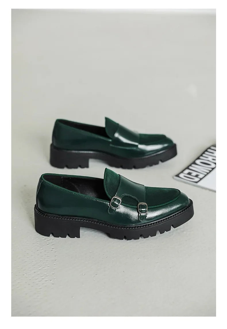 New Buckle Designer Big Size Loafers For Man Spring Autumn Business Leather Platform Shoes Male Fashion Casual Elegant Shoes Man