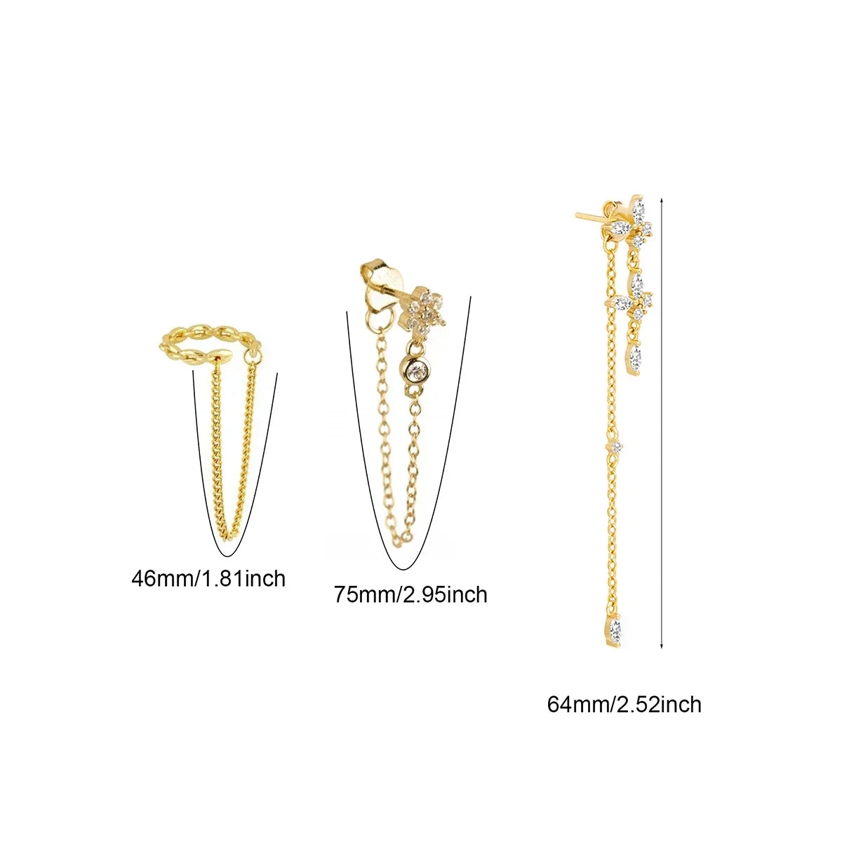 Butterfly Chain Drop Dangle Earrings Set For Women Zircon Flower Flower Stud Earrings Woman Piercing Jewelry Accessories