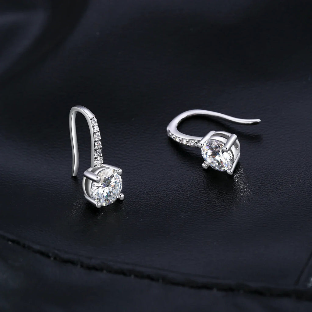 D Color Luxury Moissanite Hook Earrings 925 Sterling Silver Classic Drop Earrings For Women Wedding Statement Jewelry