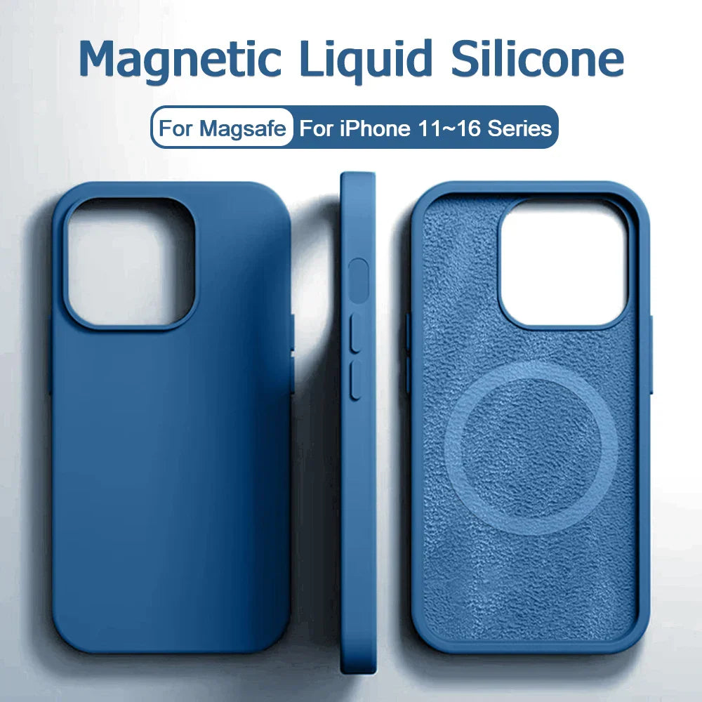 Original Magnetic Liquid Silicone Shockproof Case For iPhone 16 11 12 14 13 15 Pro Max 16 Plus For Magsafe Wireless Charge Cover