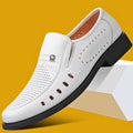 Hollow Breathable in Summer Round Toe Dress Shoes Man Soft Leather Casual Footwear 2025 Style Gentleman New Social Shoe for Men