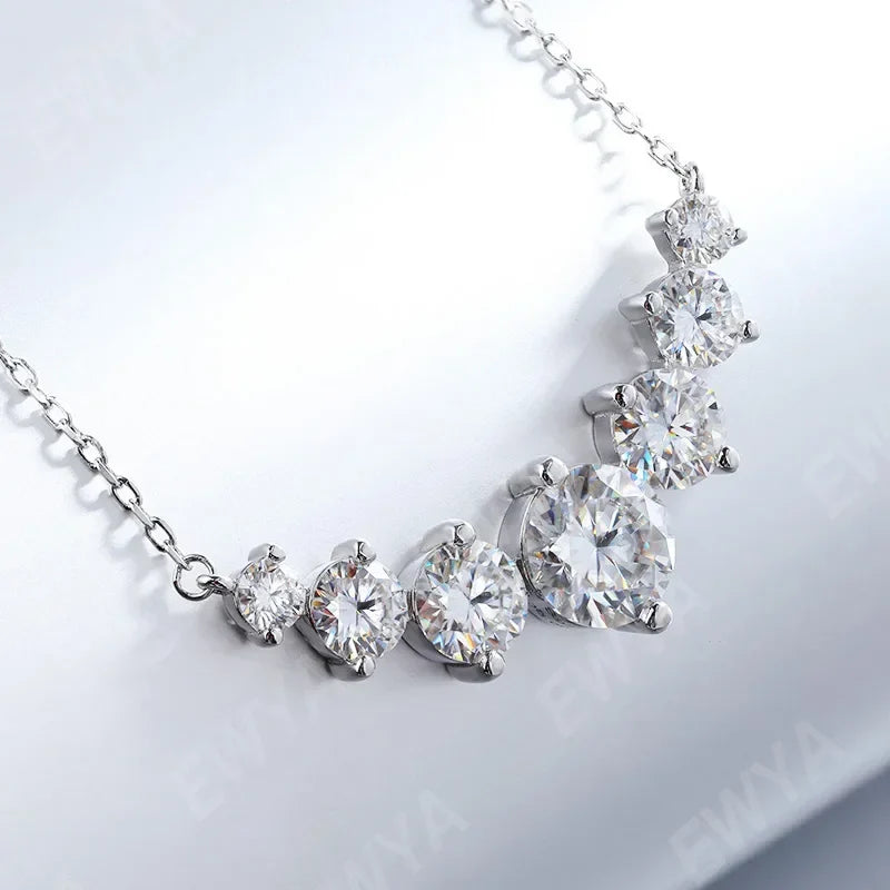 Sparkling 1.7/2.8/5cttw Full Moissanite Pendant Necklace for Women S925 Silver Plated 18K Gold Pass Diamond Test Necklaces