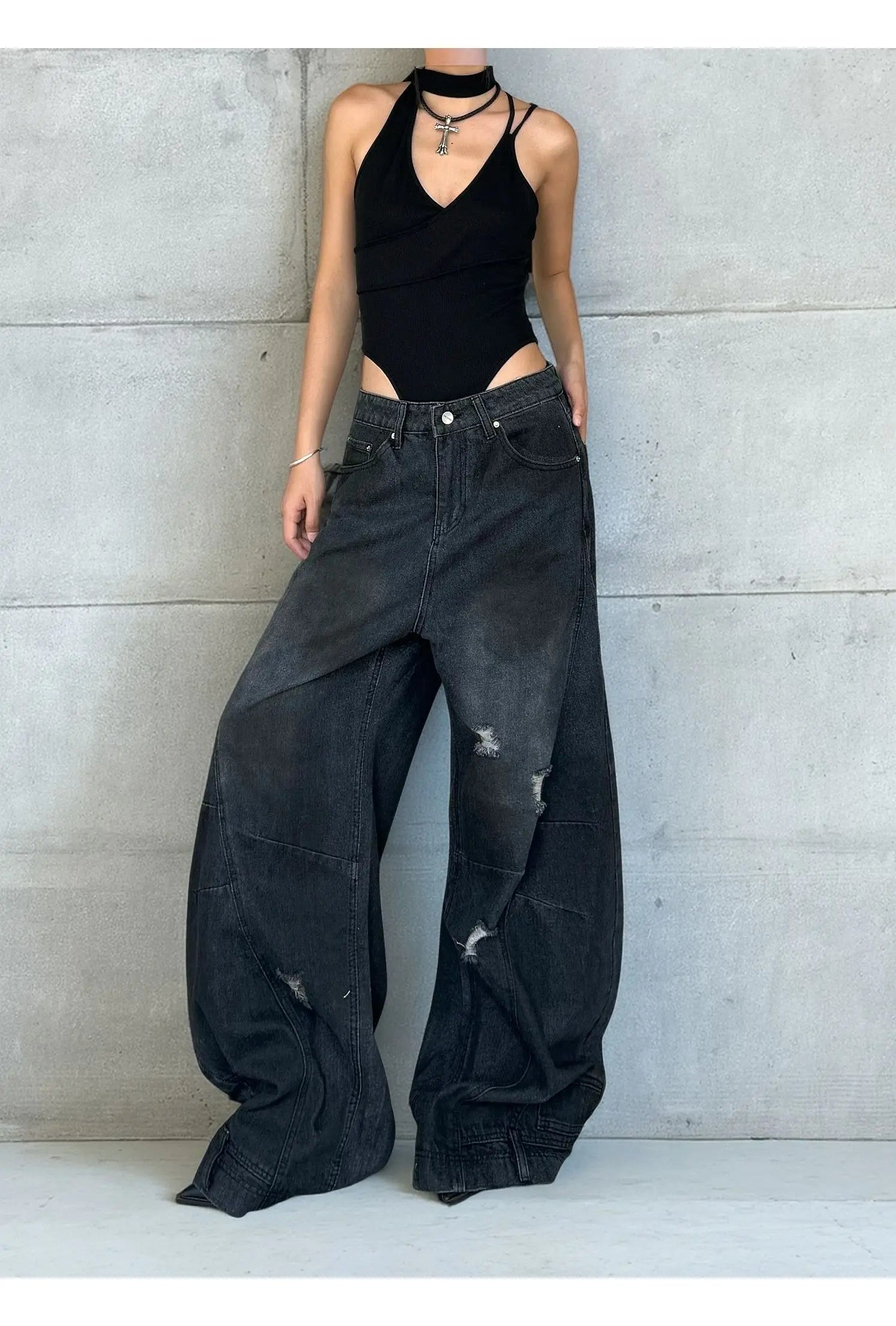 Autumn New Men's 98% Cotton Jeans American Y2k Streetwear Hole Patchwork Design Denim Pants Youth Straight Baggy Stretch Jeans