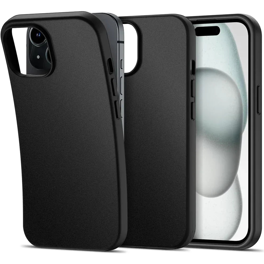 Ultra Thin Matte Silicone Soft TPU Case For iPhone 16 15 14 Plus 13 12 Mini 11 Pro XS Max X XR SE 2 3 7 8 Plus Solid Black Cover