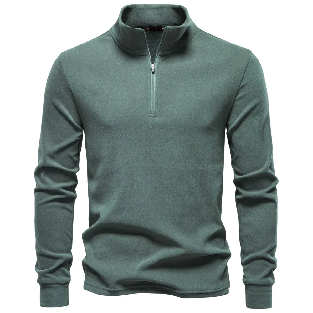 Men Solid Color Soft Shell Zipper Jacket Long Sleeve Pullover Breathable Warm Casual Streetwear