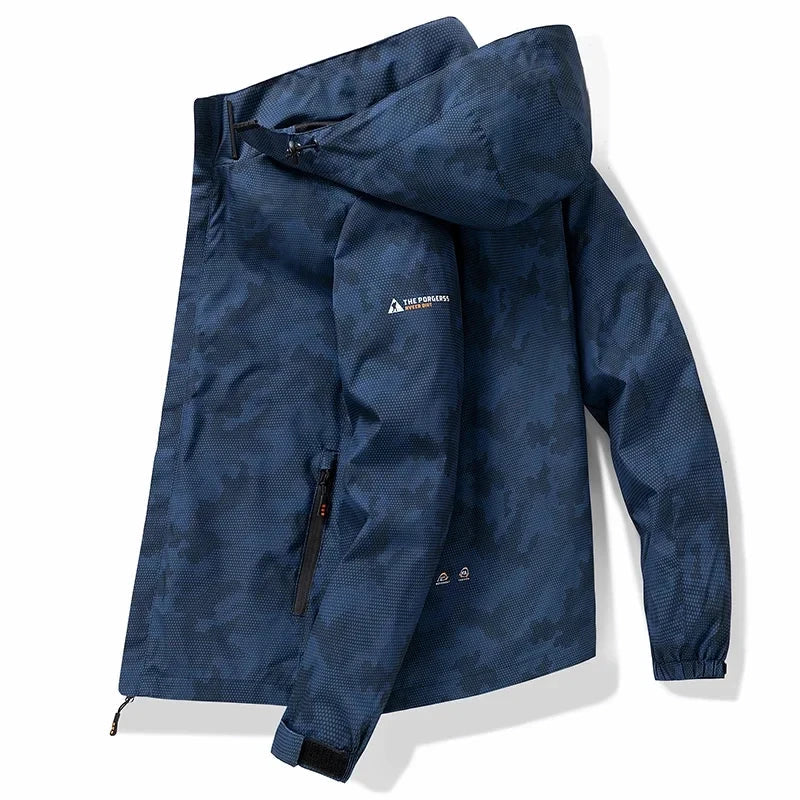 Spring Men's Windbreaker Korean Fashion Loose Waterproof Hooded Coat Outdoor Leisure Function Camping Camo Jacket Men's Workwear