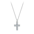 White Gold Plated Moissanite Cross Necklace for Women, 925 Sterling Silver Small Religious Faith Cross Necklace Xmas Gift